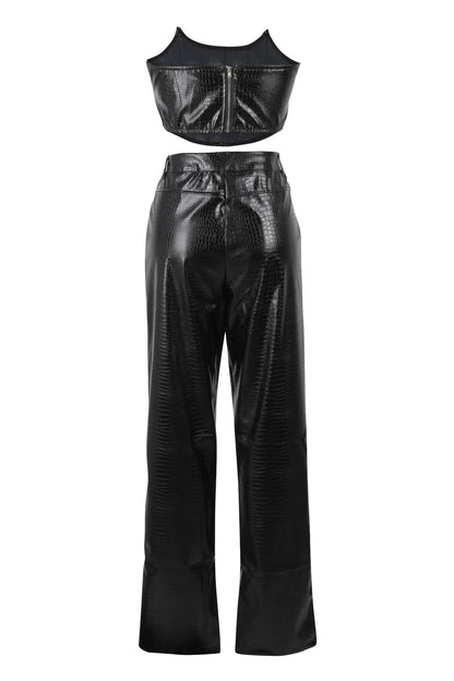 Corset Cutout PU Leather Cargo Set