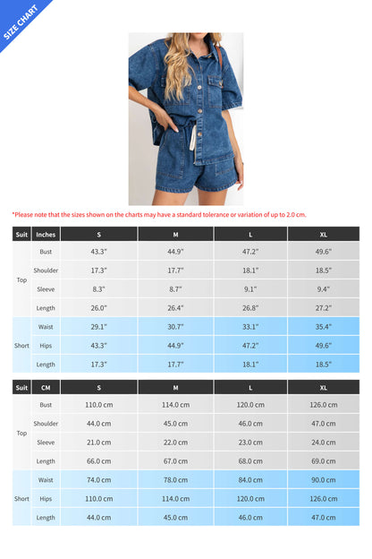 Vintage Elastic Waist Loose Denim Set