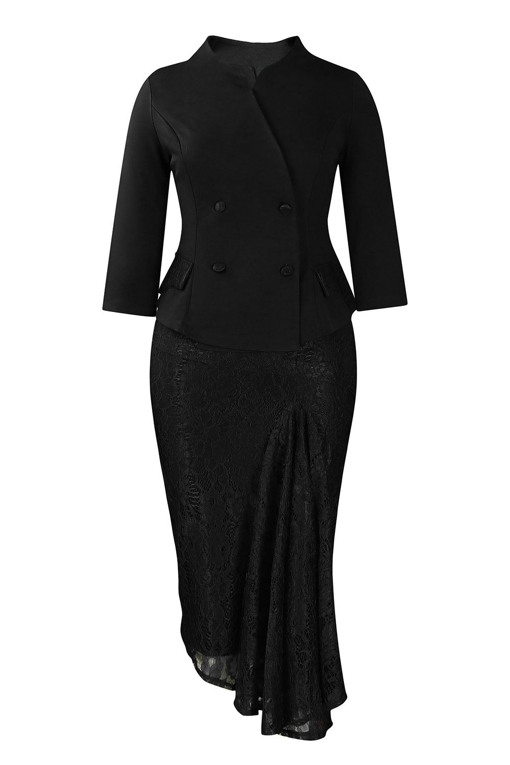 Vintage Lace Print Dress Pencil Cocktail Dress