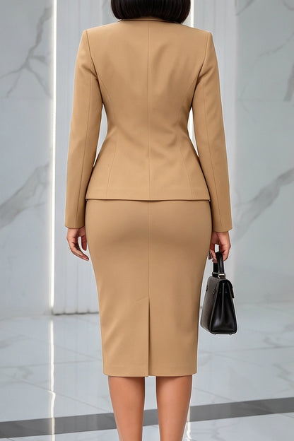 Double-Breasted Blazer & Pencil Skirt Set