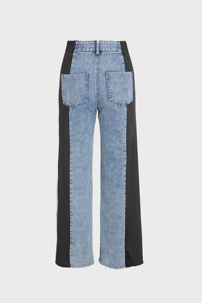 Wide Jeans with Wide Contrast Side Lines