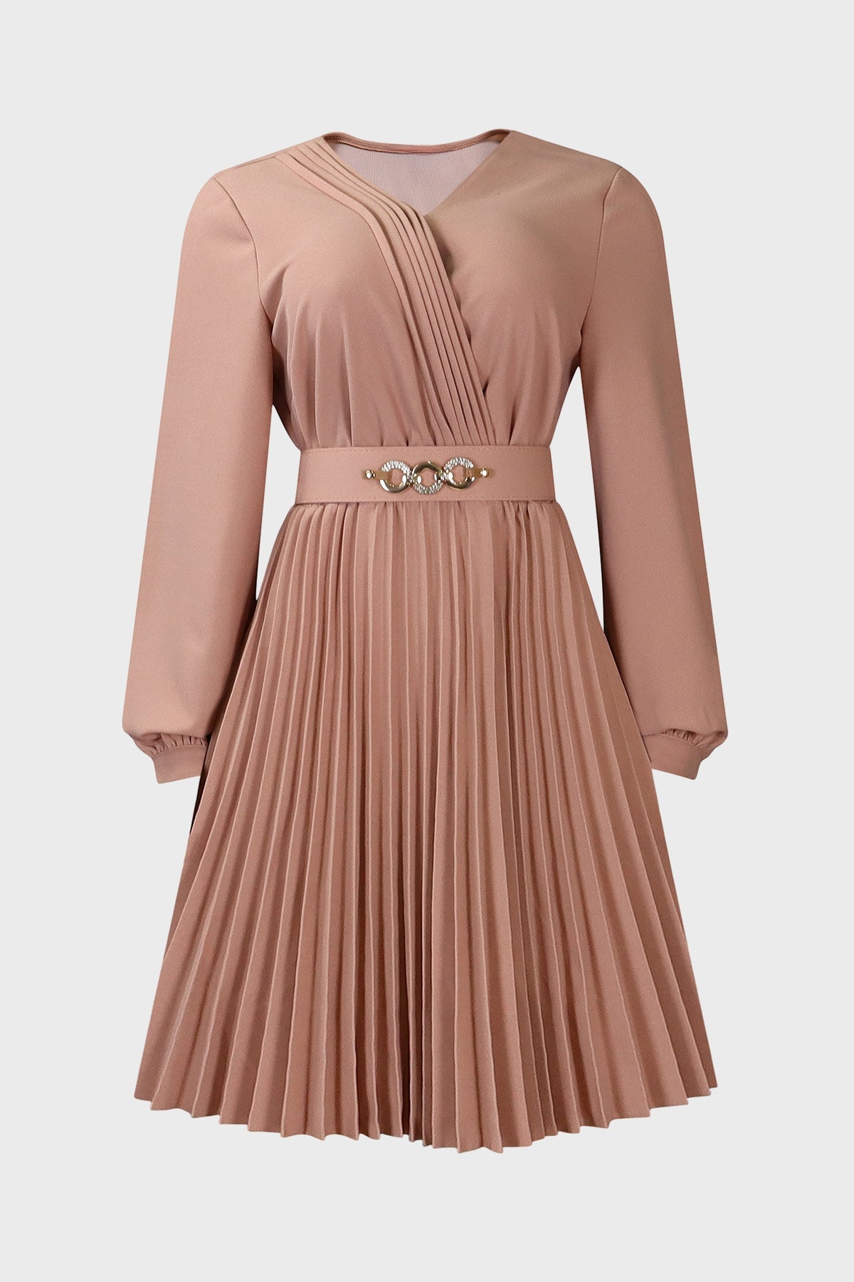V Neck Long Sleeve Evening Long Dress