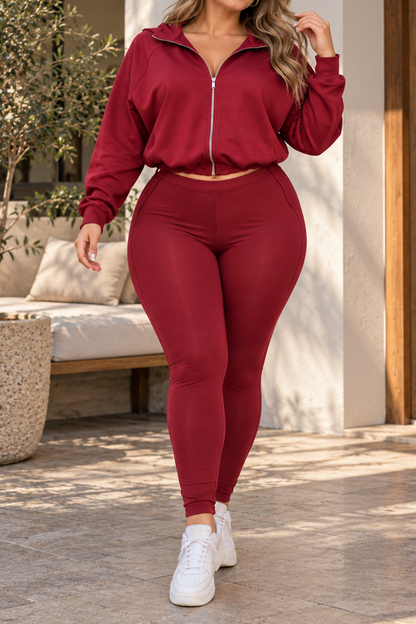 Zip Hoodie High Waist Leggings Set