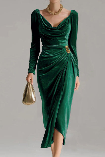 V Neck Midi Sheath Dress