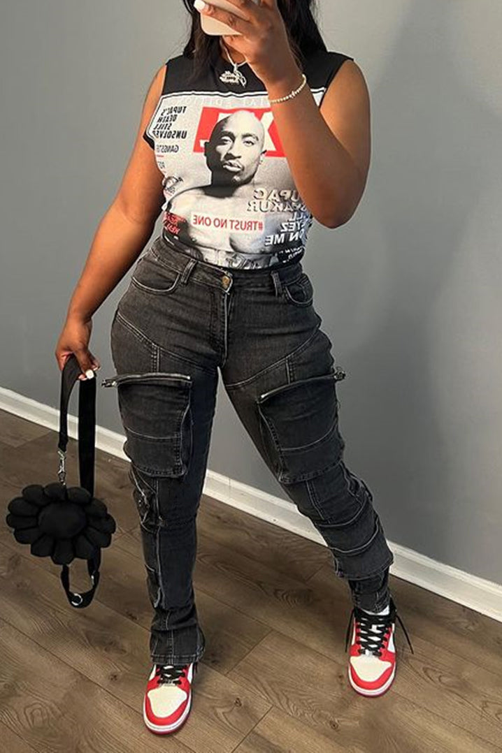 Patch-Pockets Skinny Jeans