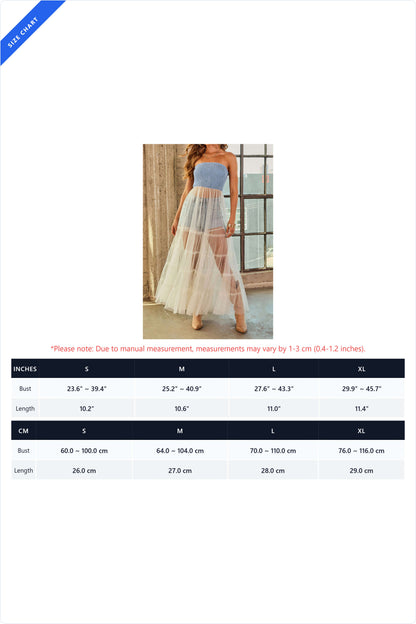 Strapless Smocked Sheer Maxi Dress