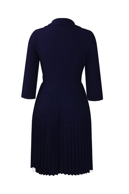 Pleated Blazer Collar Dress