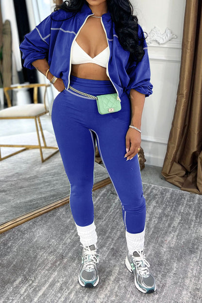 Contrast Stitch Zip-Up & Legging Set