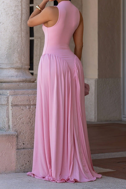 Sleeveless Drop Waist Flowy Maxi Dress