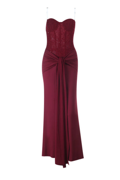 Off Shoulder Lace Up Pleated Maxi Dress