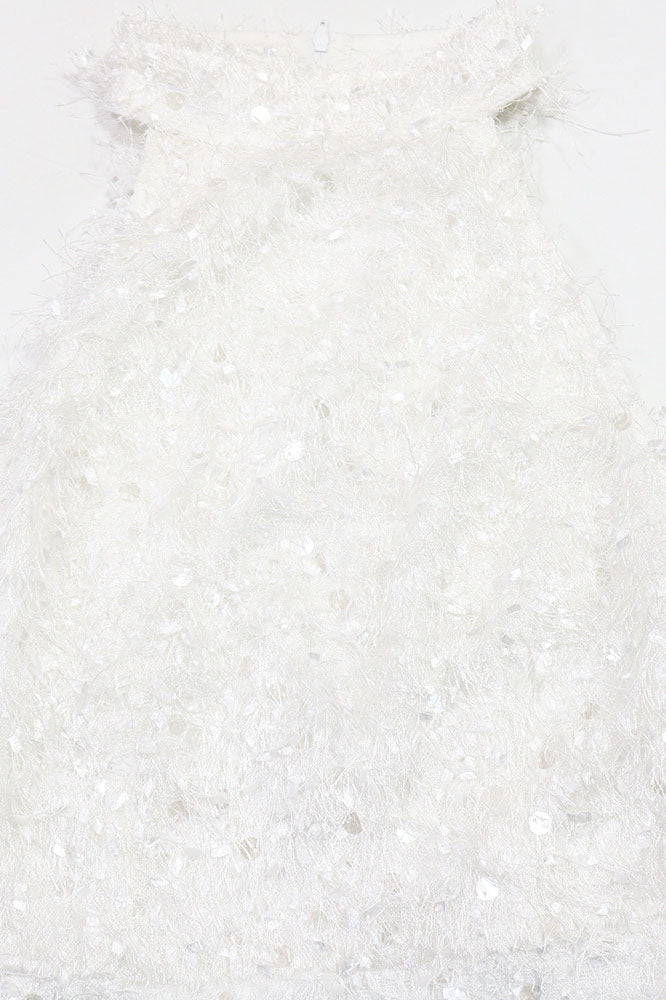 Sequin Embellished Textured Halter Mini Dress