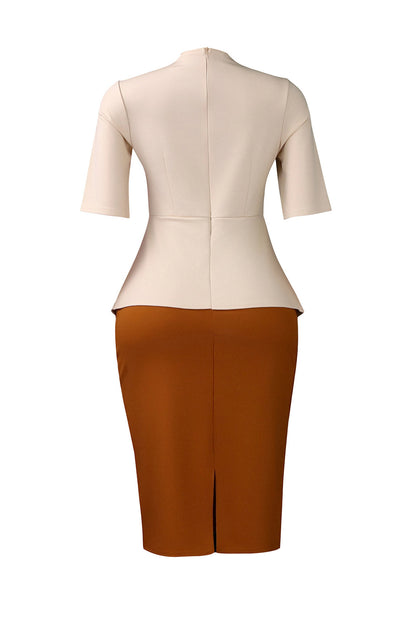 Elegant Tie-Neck Puffy Sleeve A-Line Midi Dress