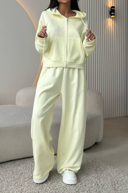 Hooded Zip Sweatshirt & Drawstring Pants Set