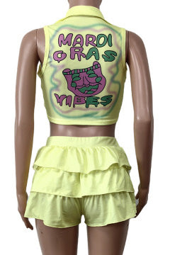 Stretch Ruffled Shorts 2pc Set