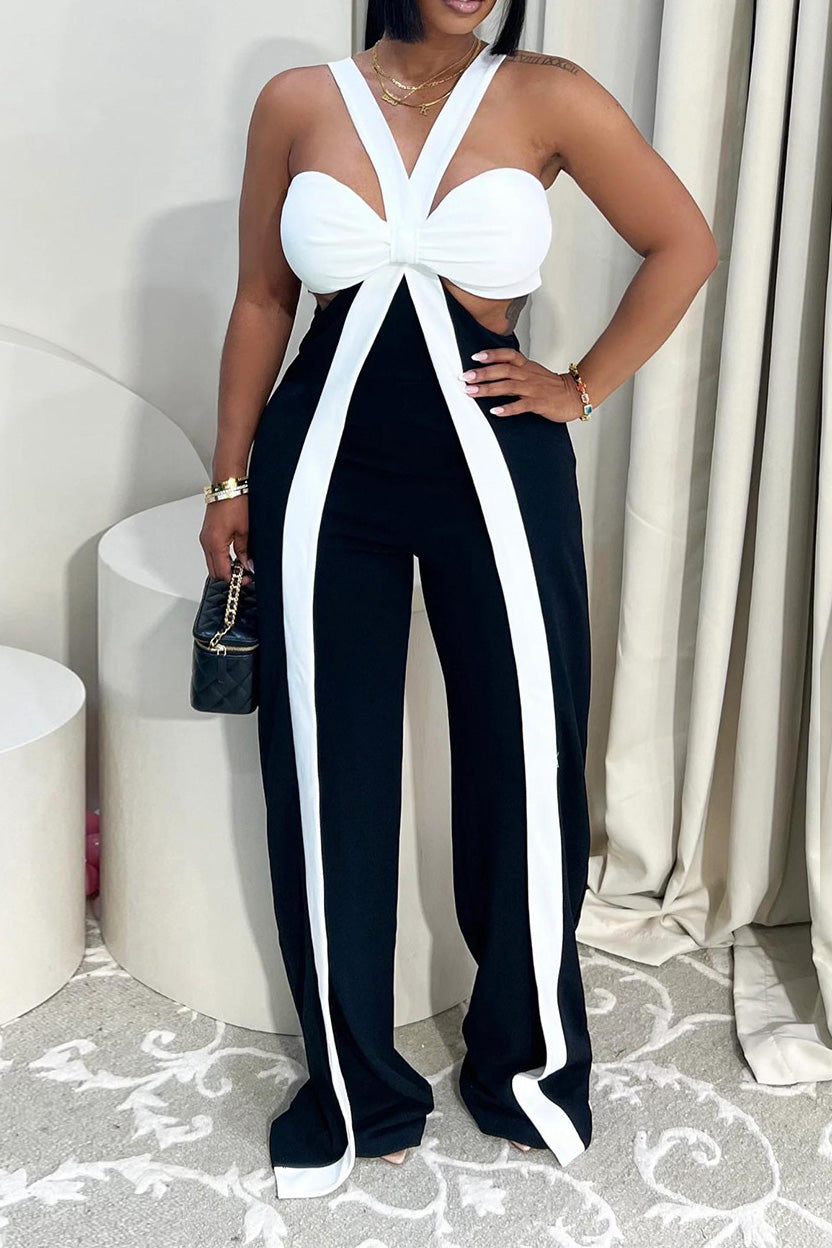 Crisscross Ribbon Cutout Jumpsuit