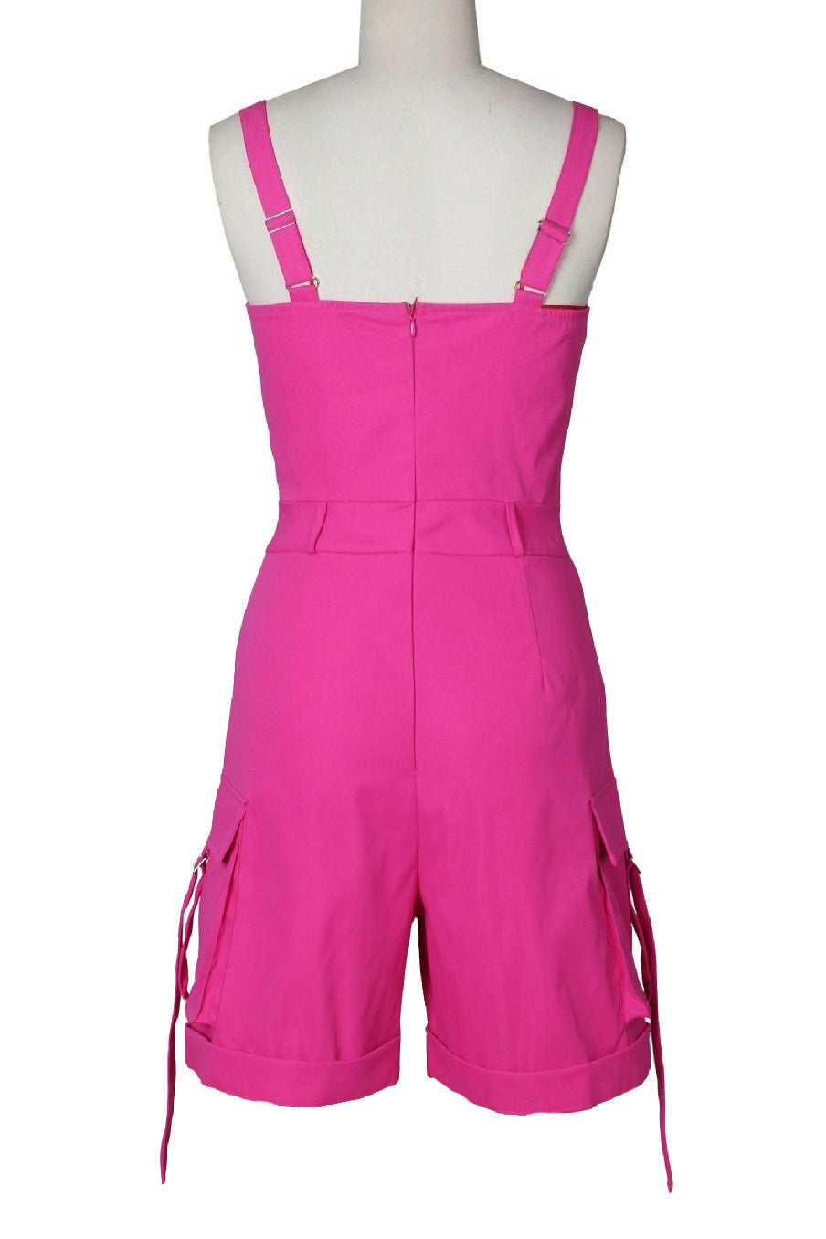 Square Neck Sleeveless Utility Cargo Romper