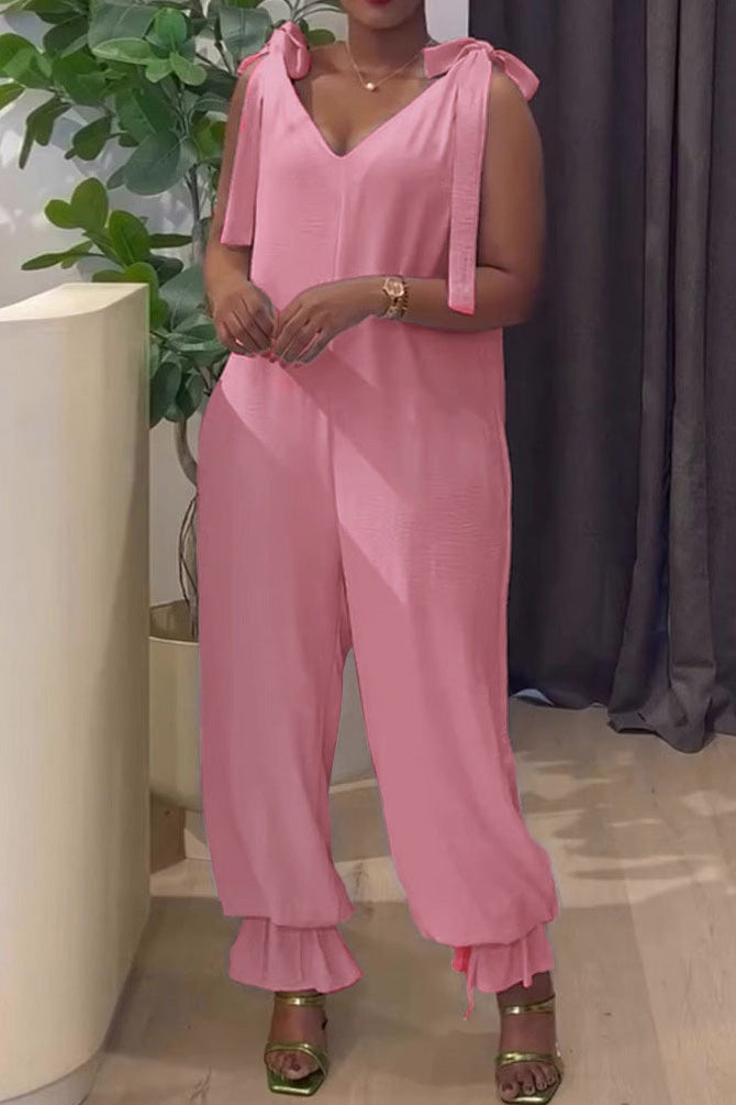 Bandage Casual Style Loose Jumpsuit