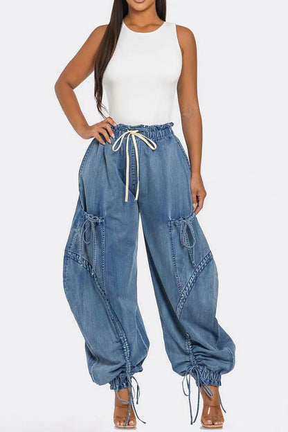 Denim Pocket Cargo Jeans