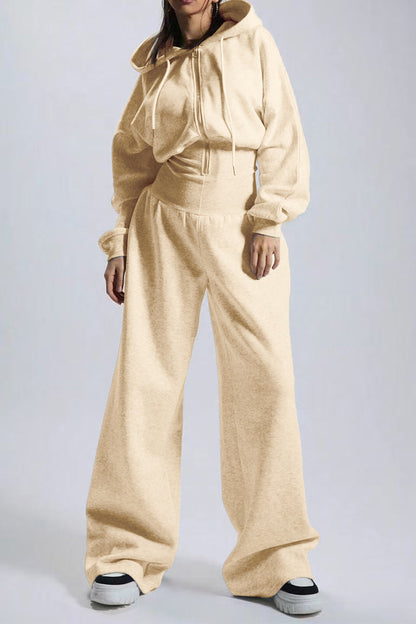 Hooded Drawstring Wide Leg Jumpsuit