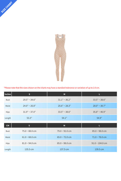 Sleeveless Polka Dot Bodycon Jumpsuit