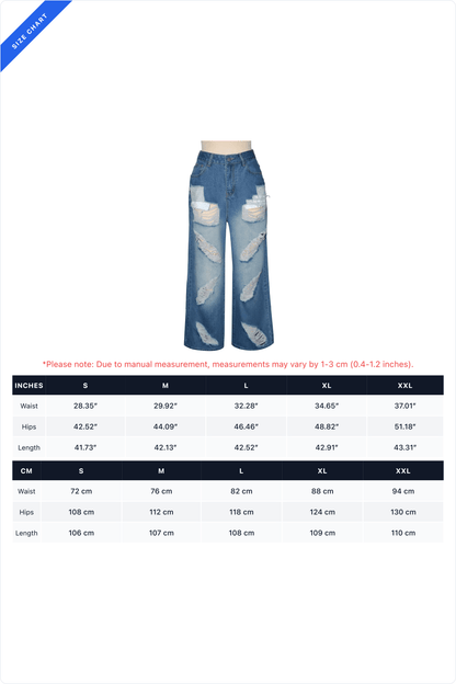 Distressed Wide-Leg Jeans