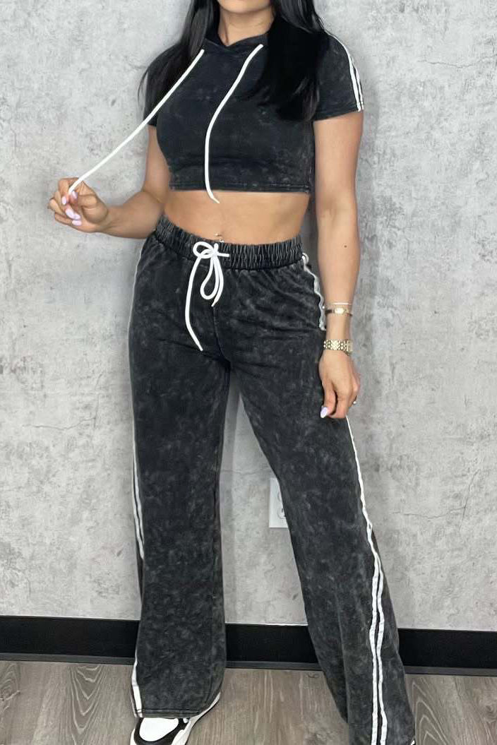 Washed Hoodie and Pants Casual Comfy Set