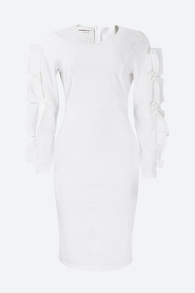 Ruffle Hem Solid Color Bodycon Dress
