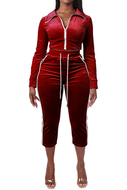 Velour 2-Piece Tracksuit Set
