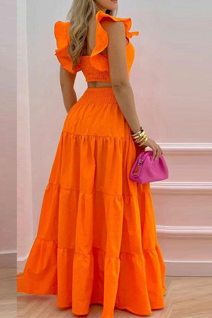Cami Crop Top with High Waist Skirt Set