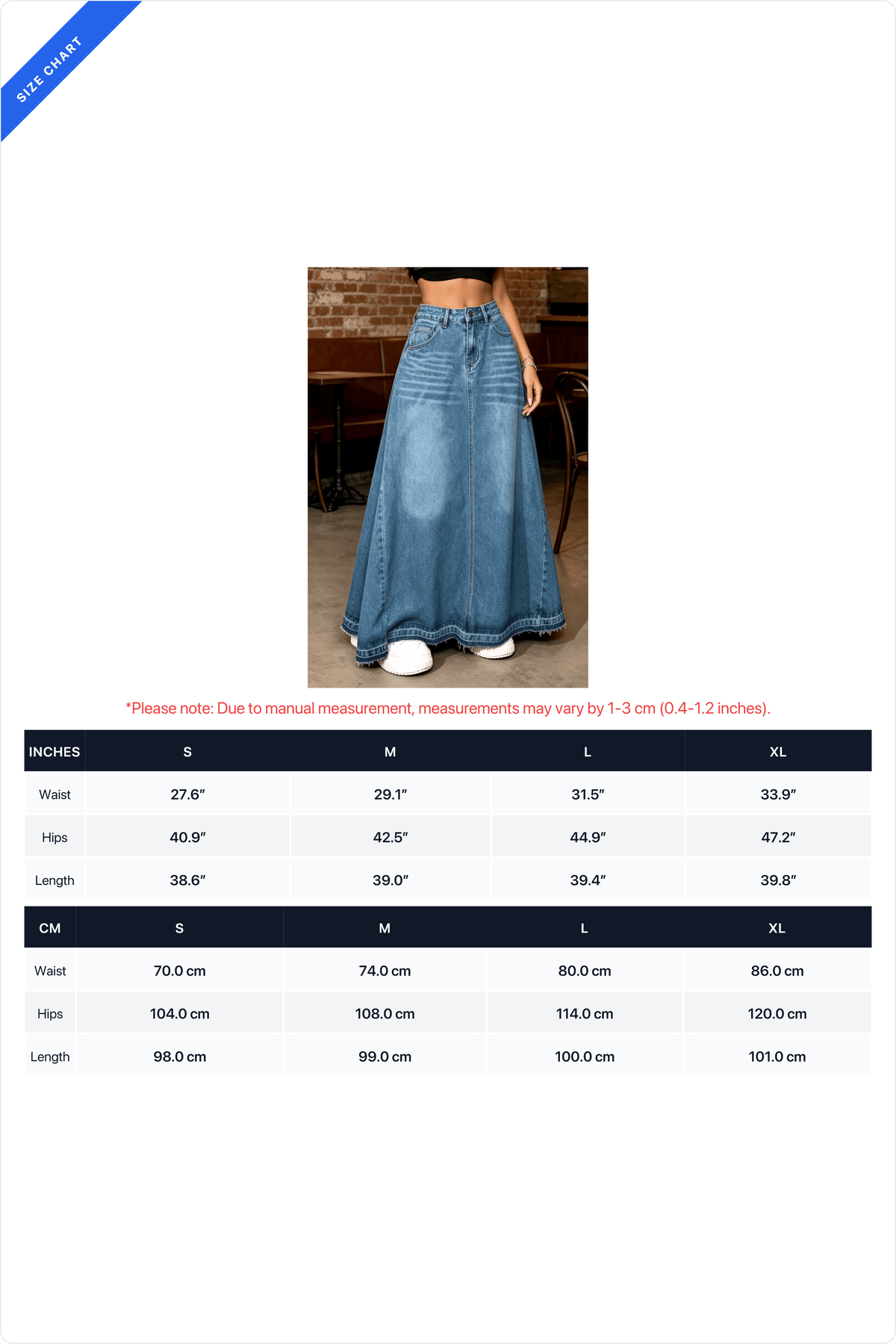 Raw-Hem A-Line Denim Maxi Skirt