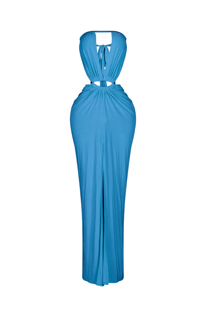 Cutout Ruched High Slit Maxi Dress