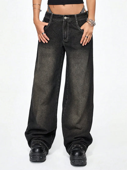 Distressed Rhinestone Spiderweb Jeans