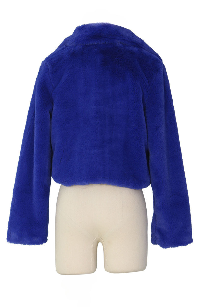 Faux Leather Lapel Short Jacket