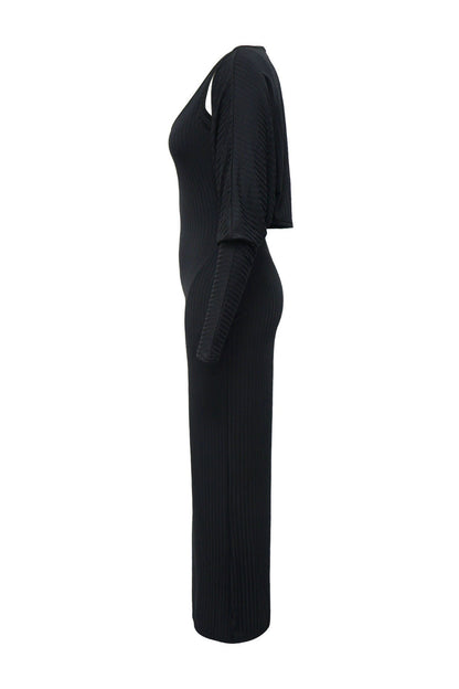 2-Piece Ribbed Knit Tank Jumpsuit & Cropped Top Set