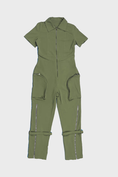 Zipper Cargo Jumpsuit