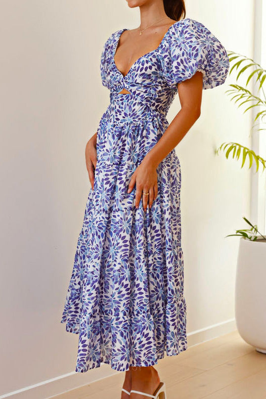 Seaside Printed Puff Sleeve Dress