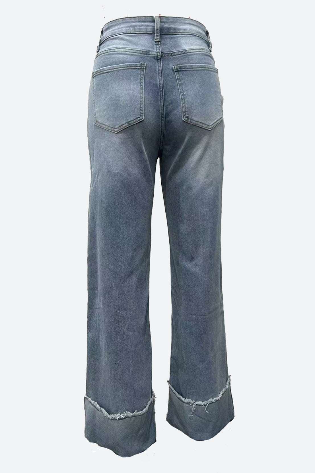 Wide Cuffed Straight Jeans