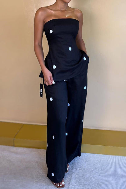 Polka Dot Peplum Pant Set