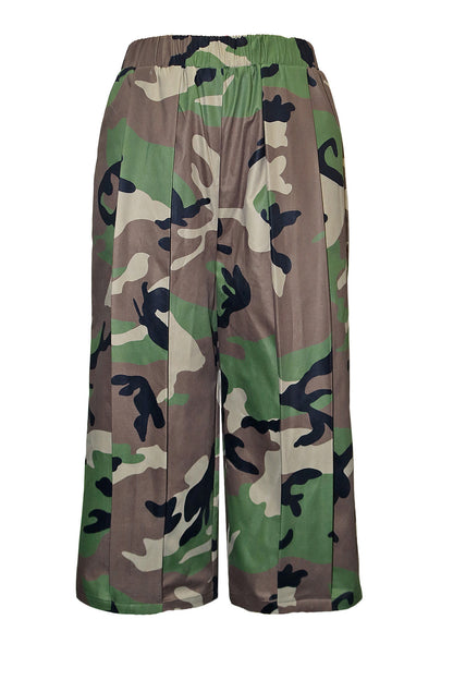 High-Waist Pleated Wide Leg Cropped Pants
