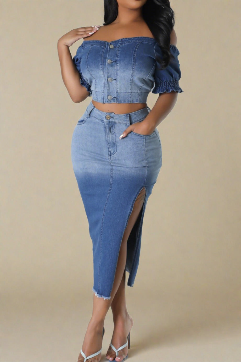 Denim Midi Skirt