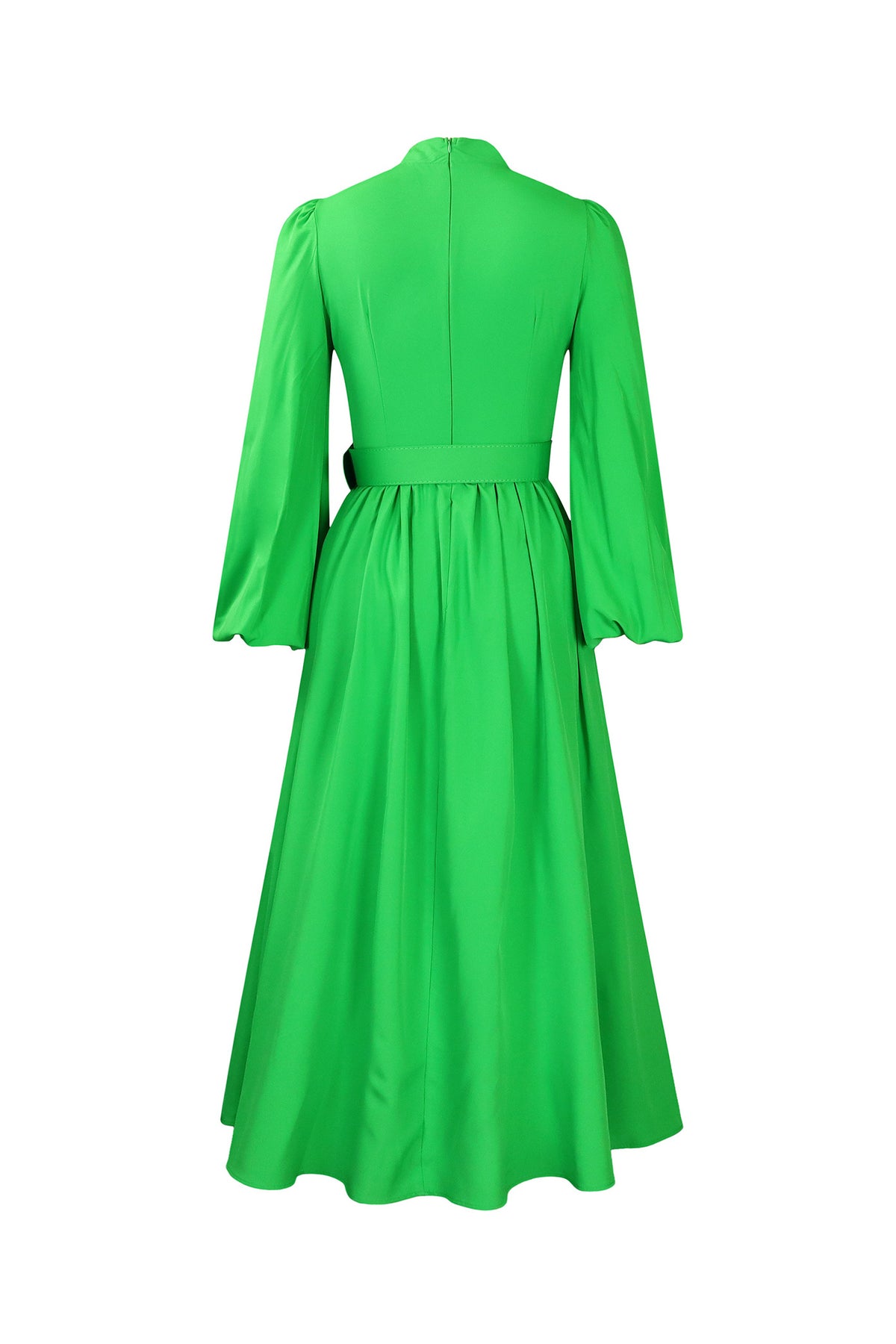 High Neck Puff Sleeve Evening Large Hem Dresses