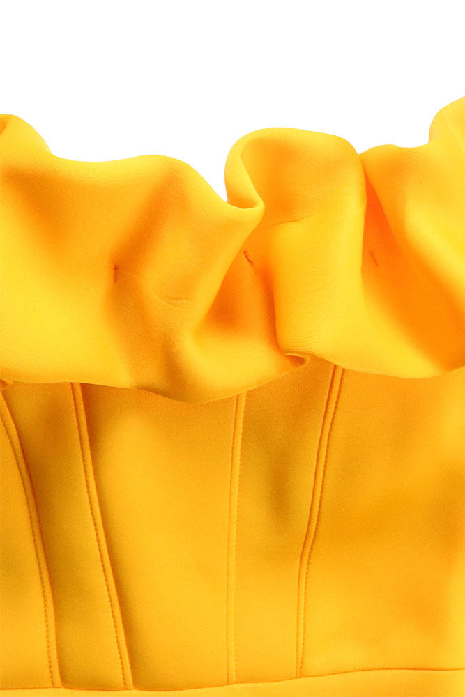 Solid Ruffle Collar Mermaid Dress