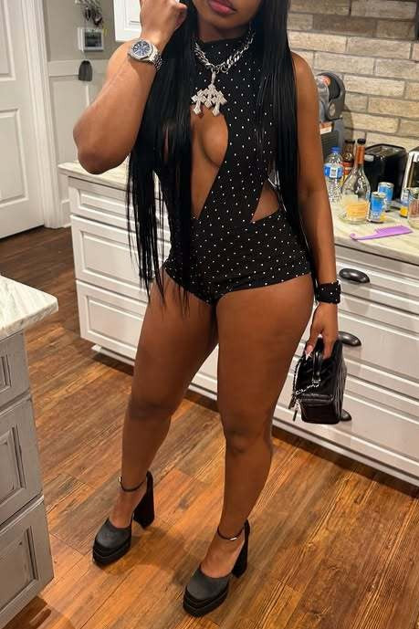 Polka Dot Cutout Romper