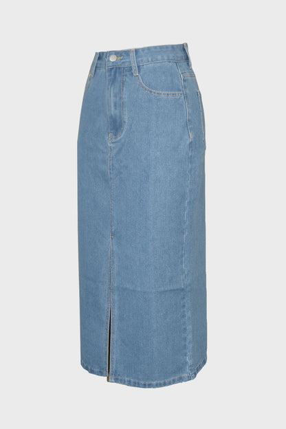Slit Denim Skirt