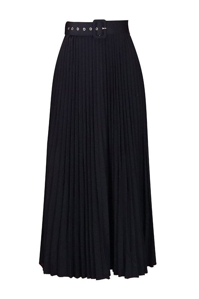 High Waist Pleated Midi Skirt