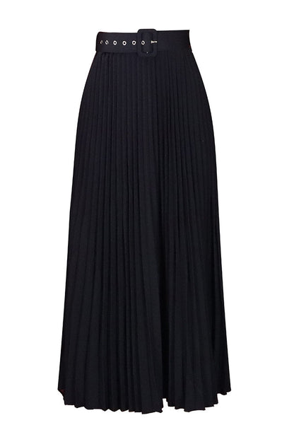 High Waist Pleated Midi Skirt