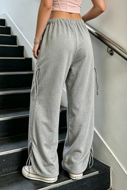 Adjustable Drawstring Baggy Parachute Pants