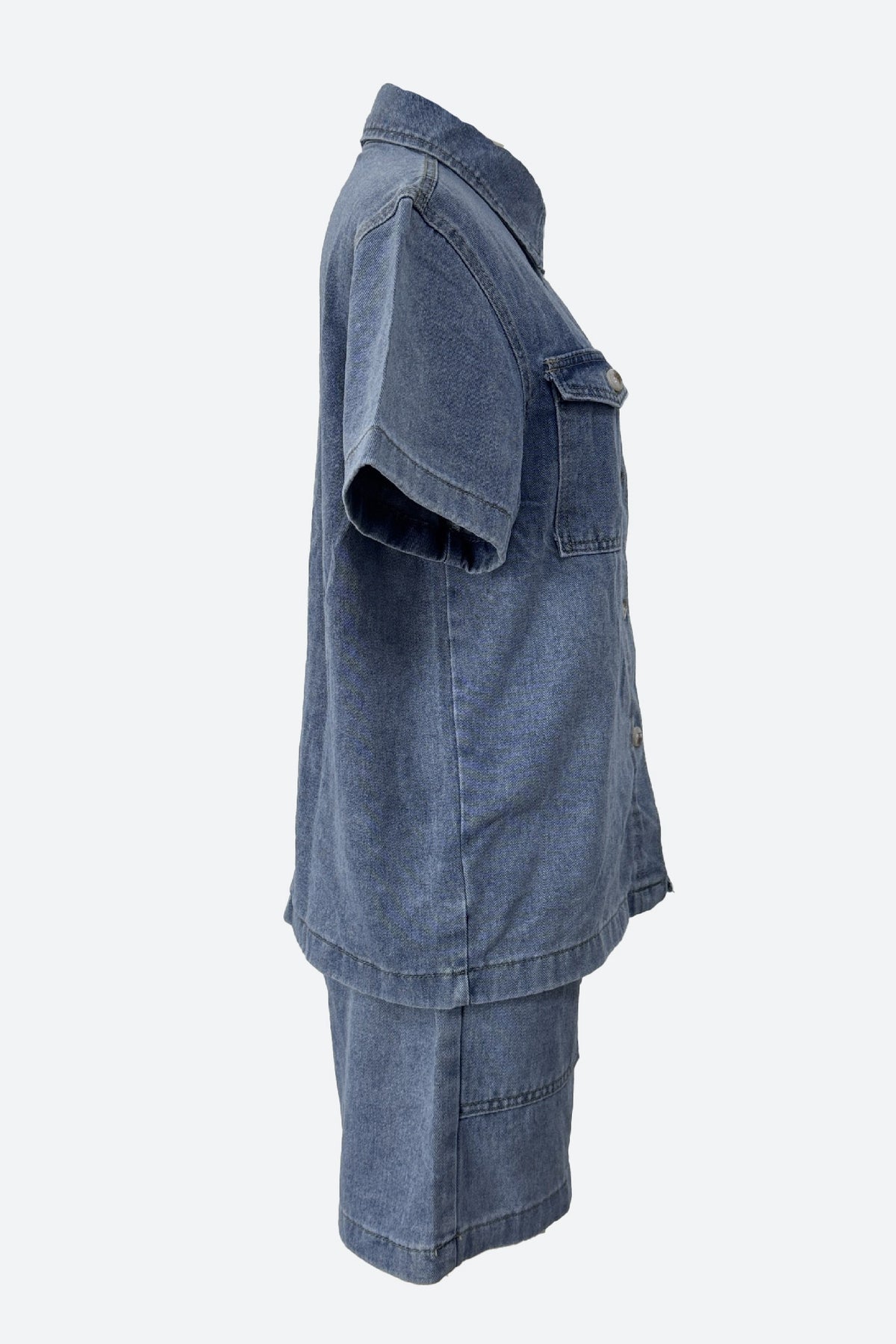 Vintage Elastic Waist Loose Denim Set