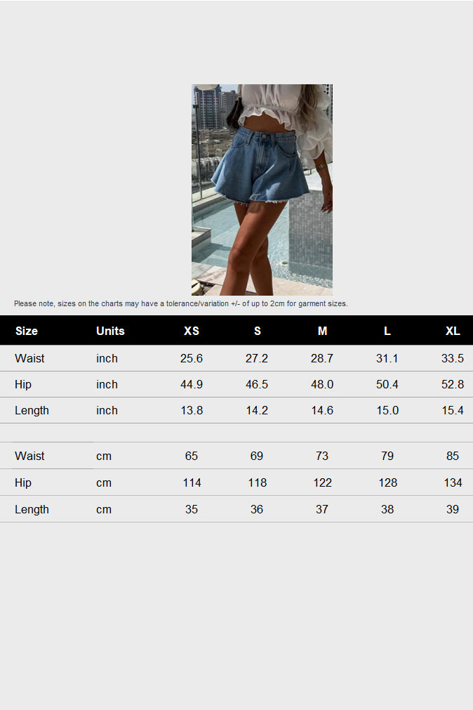 Wide Leg Denim Shorts