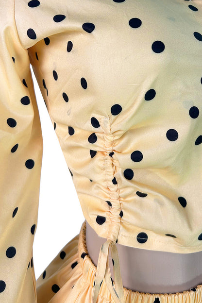 Polka Dot Ruched Top & Bubble Shorts Set